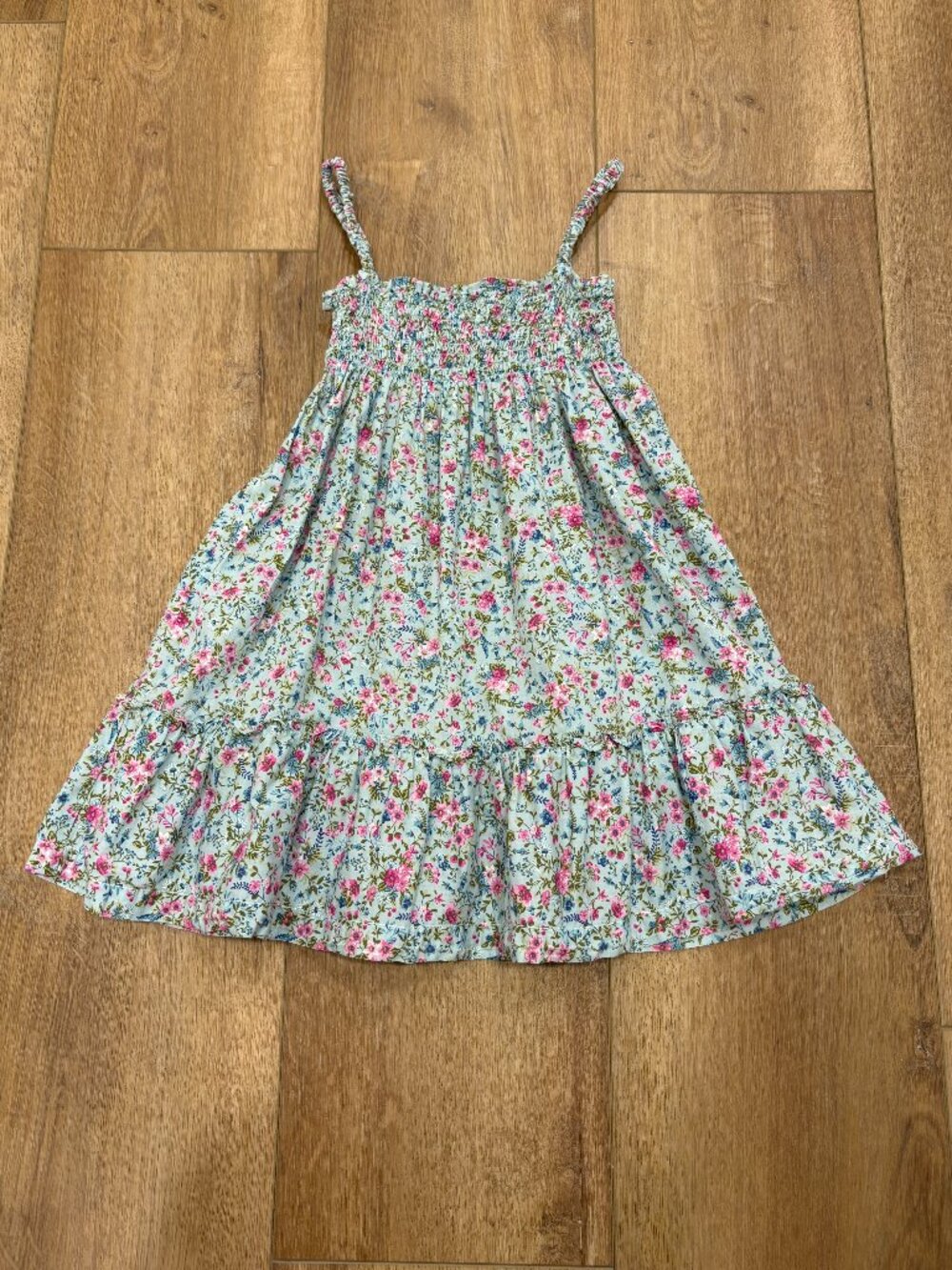 🌟 ROSE & THEO 🌟 FLORAL PRINT SMOCKED COTTON MAXI SUNDRESS BLUE / PINK SZ 3
